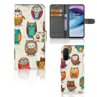 OnePlus Nord CE 5G | Telefoonhoesje | Met pasjeshouder | Vrolijke Uilen