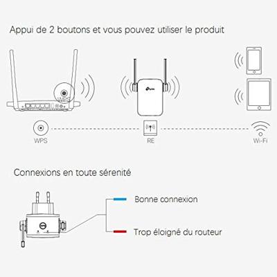 TP-Link Repeater 300 Mbps WLAN N, 1 poort ethernet, universele compatibiliteit, eenvoudige installatie, Franse versie (tl-wa855re (fr) V2.0)