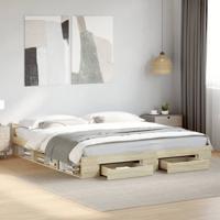 Bedframe met lades bewerkt hout sonoma eikenkleurig 180x200 cm - thumbnail