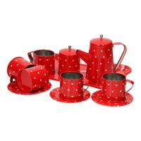Tinnen Theeservies Rood - thumbnail
