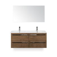 Seville Badmeubelset 120 cm - 4 laden Tabacco - Keramische Wastafel Wit Enjoy - met Spiegel - thumbnail