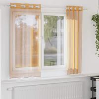 Gordijnen voile met doorvoertules 2 st 140x140 cm oranje - thumbnail