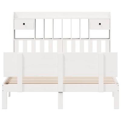 Bed met boekenkast zonder matras grenenhout wit 150x200 cm