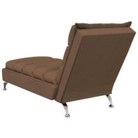 Massage chaise longue met kussens stof bruin - thumbnail