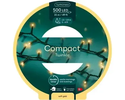 Lumineo compact 500LED 15m zwart/soft gold