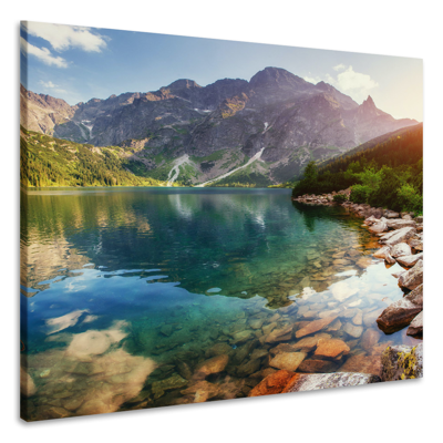 Schilderij - Uitzicht op bergen, natuur, premium print, 3 maten