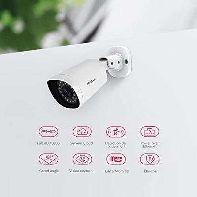 Foscam G2EP 2 MP Full HD PoE IP bewakingscamera (wit) nachtzicht netwerkcamera micro SD-kaartengeheugen, weerbescherming IP66, compatibel met Alexa, AI persoonlijke herkenning en push-alarm