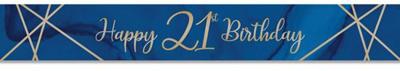 Foliebanner 21 Jaar Navy Blauw/Goud (275cm)