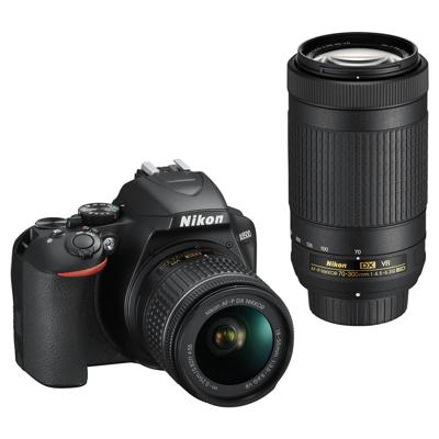 Nikon D3500 + AF-P DX 18-55mm f/3.5-5.G VR + AF-P DX 70-300mm f/4.5-6.3G Ed VR SLR camerakit 24,2 MP CMOS 6000 x 4000 Pixels Zwart
