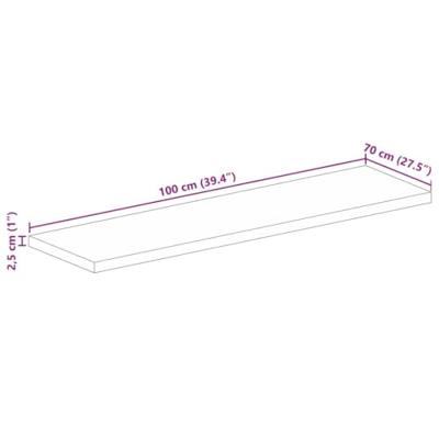 Tafelblad rechthoekig 100x70x2,5 cm massief mangohout