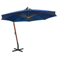 VidaXL Zweefparasol met paal 3,5x2,9 m massief vurenhout azuurblauw - thumbnail