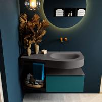 MONDIAZ RIVA 100cm badmeubel onderkast / planchet kleur Smag met 1 lade. Wastafel DULCET rechts 0 kraangaten kleur Dark_Grey. - thumbnail
