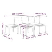4-delige Loungeset met kussens gepoedercoat staal zwart - thumbnail