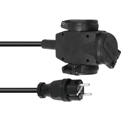 PSSO Stroom Verlengkabel [1x Randaarde stekker - 3x Randaarde stopcontact] 10 m Zwart