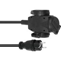 PSSO Stroom Verlengkabel [1x Randaarde stekker - 3x Randaarde stopcontact] 10 m Zwart - thumbnail