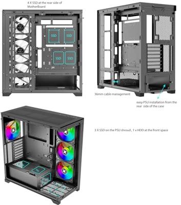 Xilence Gleam Midi-tower PC-behuizing Zwart Zijvenster