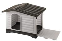 Ferplast 87257099 DOGVILLA 110, Hondenkennel voor buiten met zijpaneel dat open kan, Slag- en UV-bestendig thermoplastisch hars, grijs/zwart, 111 x 84 h 79 cm, L - thumbnail