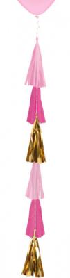 Amscan Ballonslinger franje roze 70 cm | 10 stuks