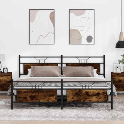 Bedframe zonder matras metaal gerookt eikenkleurig 193x203 cm