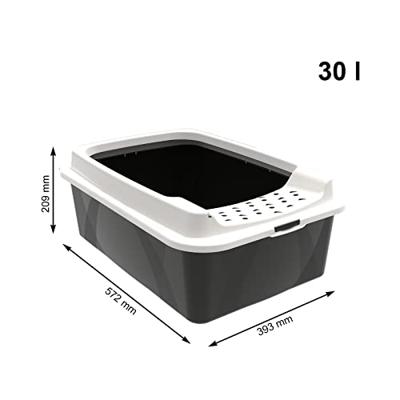 Kattenbak met randen - ROTHO MYPET - BONNIE - 57,2 x 39,3 x 20,9 cm - Zwart
