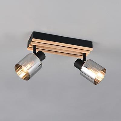 Trio Plafondlamp 2-lichtsTravia zwart met hout - R86532032