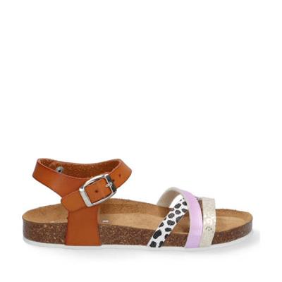 Braqeez Saar Spain leren sandalen cognac/multi