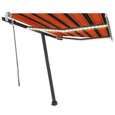 Luifel handmatig uittrekbaar met LED 300x250 cm oranje en bruin