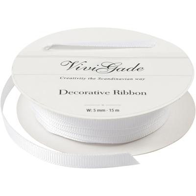 Creativ Company Decoratie lint, b: 6 mm, wit, 15 m/ 1 rol