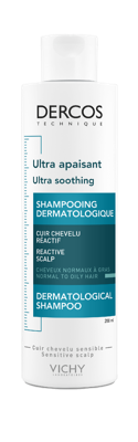Vichy Dercos Ultra Kalmerende Shampoo Gevoelige Hoofdhuid Normaal Tot Vet Haar 200ml