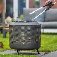 Midland Vuurschaal met grillrooster met BBQ grill Zwart Fireplace Staal Diameter 50cm - thumbnail