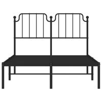 Bedframe met hoofdbord metaal zwart 120x200 cm - thumbnail