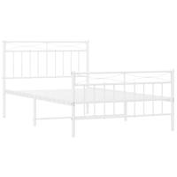 Bedframe met hoofd- en voeteneinde metaal wit 107x203 cm - thumbnail