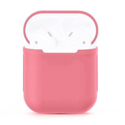 Portable Wireless Bluetooth Earphone Silicone Protective Box Anti-lost Dropproof Storage Bag for Apple AirPods 1/2(Earphone is not Included)(Pink)