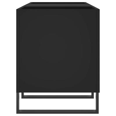 Platenkast 121x38x48 cm bewerkt hout zwart - thumbnail