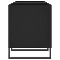 Platenkast 121x38x48 cm bewerkt hout zwart - thumbnail