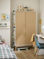 2-deurs kast met visgraatmotief hout - thumbnail