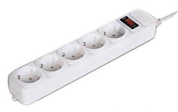 Stekkerdoos met schakelaar, 5 voudig, 3 meter, grijs Stekkerdoos met schakelaar, 5 voudig, 3 meter, grijs