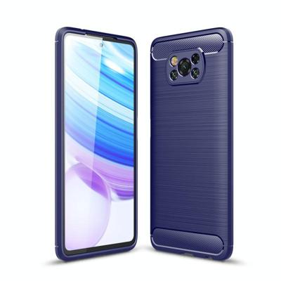 Voor Xiaomi Poco X3 NFC Geborsteld textuur koolstofvezel TPU case (Navy Blue) Voor Xiaomi Poco X3 NFC Geborsteld textuur koolstofvezel TPU case (Navy Blue)