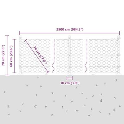 VidaXL Afrasteringspaal grijs 25 x 0,6 m (50 mm gaas) staal en pvc