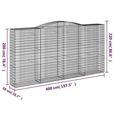 Schanskorven 7 st gewelfd 400x50x200/220 cm ijzer