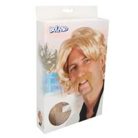 Boland Blonde pruik met snor - thumbnail