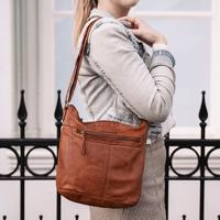 Hide & stitches paint rock shoulder bag-Cognac - thumbnail