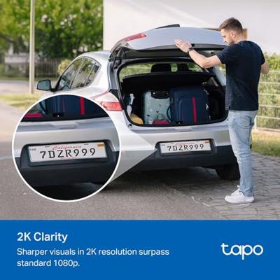 Tapo C410 Draadloze camera voor binnen en buiten, 2K 3 MP, batterijduur tot 180 dagen na één keer opladen, nachtzicht in kleur, alarm met bewegingsdetectie, IP65, 4 stuks