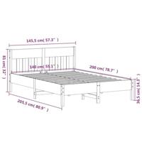 Bedframe met hoofdbord massief grenenhout wit 140x200 cm - thumbnail