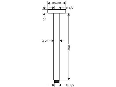 Hansgrohe plafondbevestiging E 300 mm, chroom