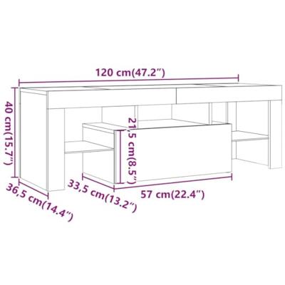 Tv-meubel met LED 120x36,5x40 cm bewerkt hout oud hout