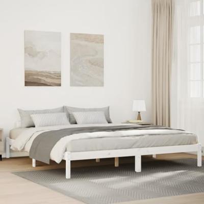 Bedframe extra lang zonder matras grenenhout wit 180x220 cm