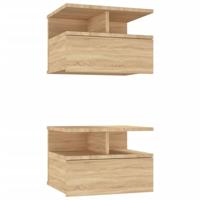 VidaXL Nachtkastjes 2 st 40x31x27 cm bewerkt hout sonoma eikenkleurig - thumbnail
