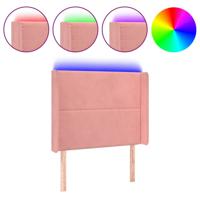 Hoofdbord LED 103x16x118/128 cm fluweel roze - thumbnail
