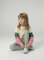 Gedrukte bloemen sport legging voor meisjes ecru - thumbnail